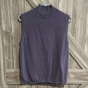 Elegant Sleeveless Mock Neck Top in Purple